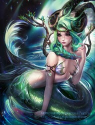 1girls capricorn_(zodiac) female_only medium_breasts mermaid sakimichan solo zodiac