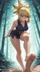 1girls ai_generated bare_legs bare_shoulders bare_thighs barefoot big_breasts blonde_female blonde_hair blue_eyes breasts cavewoman clothed clothed_female curvy curvy_body curvy_female dr.stone dreamyan_ai feet foot_fetish foot_focus footjob forest from_below hi_res high_quality high_resolution highres kohaku_(dr.stone) large_breasts leg_up male_pov outdoors pov short_hair smile smiling standing thick_ass thick_thighs thighs toes uncensored
