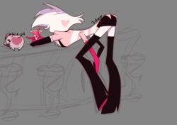 alcohol alcoholic_drink angel_dust_(hazbin_hotel) ass ass_focus ass_up bent_over clothes clothing color colored colour coloured exposed exposed_legs exposed_thighs fat_nuggets_(hazbin_hotel) fuckable_butt fur hazbin_hotel heart heart_on_butt heart_symbol hellaverse line_art male pet pig porn_star pornstar_body rukan shaded slutboy slutty_body slutty_male slutty_pose slutty_waist spider spider_boy spider_demon submissive_and_breedable suit tease teasing unfinished unfinished_background view viewed_from_behind vulnerable