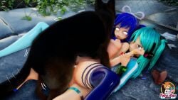 3d canine cum_in_pussy futanari mikumikudance mmd oc public street yokudex zoophilia
