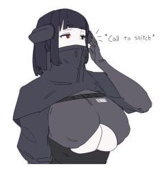 1girls android anthrofied anthropomorphic arc_(arc_raiders) arc_raiders bastion_(arc_raiders) black_hair blunt_bangs bob_cut bodysuit breasts cleavage cleavage_cutout cropped_jacket english_text eyelashes eyelashes_visible_through_hair gloves gya_rb gynoid harness headgear humanoid jacket larger_female leotard personification red_eyes robot robot_girl robot_humanoid short_hair size_comparison size_difference sketch small_male turtleneck white_body white_skin