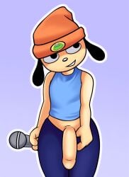 absurd_res anthro canid canine canis domestic_dog flashing genitals hi_res lewdraru male male_only mammal parappa_the_rapper penis solo sony_corporation sony_interactive_entertainment standing