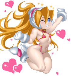 1girls breasts capcom ciel_(mega_man) mega_man mega_man_zero_navel one_eye_closed riso thighs wink