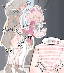 1futa 1girls censored female female_penetrated from_behind fucked_from_behind futa_on_female futa_with_female futanari honkai:_star_rail hoyoverse hyacine_(honkai:_star_rail) light-skinned_female light-skinned_futa physisyoon sex sex_from_behind standing standing_sex stelle_(honkai:_star_rail) text