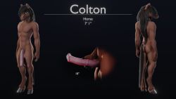 animal_genitalia animal_penis anthro balls character_name colton_(ruadri) digital_media_(artwork) english_text equid equine equine_genitalia equine_penis erection flaccid fur gay gay_male genitals hair hi_res holding_penis homosexual homosexual_male hooves horse looking_at_viewer looking_back male male/male male_only male_penetrating mammal model_sheet nude penis rear_view ruaidri simple_background smile solo standing stated_height stated_penis_size stated_species tail text
