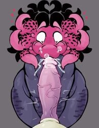 antenna_hair antennae_(anatomy) anthro arm_markings bodily_fluids circumcised digital_drawing_(artwork) digital_media_(artwork) dragon_fruit dripping duo fellatio food food_creature fruit genital_fluids genitals hair head_markings heart_eyes heart_symbol hi_res leaking_precum leg_markings lizard looking_at_another looking_pleasured male male/male markings motion_lines multicolored_body offscreen_character oral penile penis pink_hair pink_head pitango_(artist) pitango_(character) plant precum precum_drip precum_from_nose pseudo_hair reptile scalie sex shaded simple_background slightly_chubby thick_thighs throbbing tirt_(tirt_the_thing) vein veiny_penis