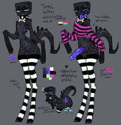 animal_genitalia anus ass balls bent_over black_body blue_anus blue_blush blue_insides blue_penis blue_tongue blush btascandalist clothing collar cube_head egg enderman erection femboy front_view fully_sheathed genitals green_sclera grey_background hi_res humanoid legwear lgbt_pride long_arms long_legs long_tongue male male_humanoid microsoft minecraft model_sheet mojang multicolored_body nonbinary_(lore) nonbinary_pride_colors oviposition pansexual_pride_colors penis presenting presenting_hindquarters pride_colors rear_view sheath simple_background slim_humanoid slim_male small_waist solo standing stated_gender stated_pronouns stated_sexuality sweater tail tail_anus tailed_humanoid thick_thighs thigh_highs tongue tongue_out topwear unusual_insides wide_hips xbox_game_studios