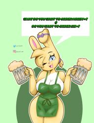 1girls 2022 anthro apron apron_only english_text female female_only furry furry_male furry_only rabbit rabbit_ears rabbit_girl sambiix tagme talking_to_viewer text youn_(sambiix)