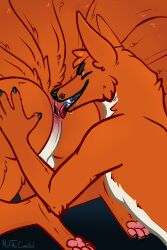 2018 2:3 all_fours anal anthro anus ass balls black_body black_fur butt_grab canid canine countershade_balls countershade_genitalia countershade_neck countershade_torso countershading duo fox fur genitals hand_on_butt hi_res male male/male male_anthro mammal meldritchhorror multi_tail nude nude_anthro nude_male open_mouth oral orange_body orange_fur pawpads raised_tail rimming selfcest sex slightly_chubby slightly_chubby_anthro slightly_chubby_male square_crossover sunoth tail teeth tongue tongue_out white_body white_fur