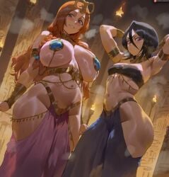 ai_assisted ai_generated belly_dancer_outfit hips inoue_orihime kuchiki_rukia long_hair shexyo thighs