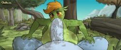 animated anthro areola ass biped blue_body blush breasts deep_throat detailed_background female female_penetrated fur genitals green_body hair hi_res joaoppereiraus lira_(joaoppereiraus) lizard male male/female male_penetrating multicolored_body oral oral_penetration orange_hair outside penetration penis plant pogo pogo_(joaoppereiraus) reptile rock scalie sex tales_of_sezvilpan tales_of_sezvilpan_(copyright) thick_thighs tree vein veiny_penis yellow_sclera