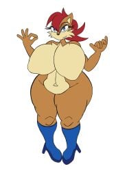 anthro archie_comics bimbo bimbo_body bimbofication curvy curvy_figure female furry furry_female giant_ass giant_breasts hyper hyper_ass hyper_breasts sally_acorn seductive sonic_(series) sonic_the_hedgehog_(series) squirrel