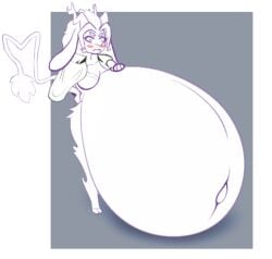 anthro antlers blush bra clothing female horn hyper hyper_pregnancy jackalope lagomorph low_res mammal monochrome mudamura pregnant pseudoregalia simple_background solo sybil_(pseudoregalia) underwear