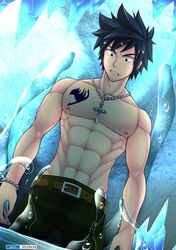 1boy abs bara fairy_tail gray_fullbuster male male_only muscle muscles pecs restrained solo tofu_(coolboyz18) topless