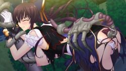 anal ass bent_over black_pantyhose blush bound breasts brown_hair bug censored closed_eyes clothing_aside dutch_angle female game_cg genseishinki_sacred_virth gloves hair_ribbon hanging_breasts large_breasts large_variant_set long_hair magical_girl monster mosaic_censoring nipples non-web_source official_art outdoors panties panties_aside pantyhose ponytail pussy rape restrained ribbon sacred_noire solo tentacle tentacle_sex torn_clothes torn_panties torn_pantyhose underwear variant_set very_long_hair white_gloves white_panties wince yuugure_pairo yuuki_setsu zoophilia