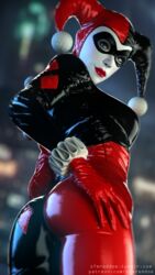 1girls 3d ass batman:_arkham_knight batman_(series) bodysuit dc dc_comics female female_only harley_quinn harley_quinn_(arkham) harley_quinn_(arkham_knight) harley_quinn_(classic) low-angle_view reddoe solo source_filmmaker standing