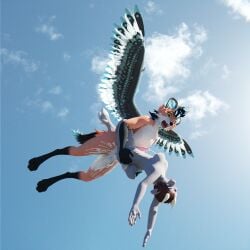 1:1 3d_(artwork) absurd_res anthro antlers ass bodily_fluids bovid breasts butt_grab caprine cum cum_in_ass cum_inside cum_on_breasts digital_media_(artwork) duo ejaculation female flying flying_sex genital_fluids genitals goat gynomorph gynomorph/male hand_on_butt hi_res horn intersex intersex/male lagomorph male mammal open_mouth outside outside_sex penis raised_arms rose_(rosethegoat) sany_van_fox sanythefox sex wings wolpertinger