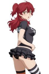 1girl 1girls :o ai_generated big_breasts black_panties breasts chocker collar female female_only freckles freckles_on_face ginger ginger_female ginger_hair gundam gundam_00 mobile_suit_gundam nena_trinity nipples_bulge panties punk_girl red-haired_female red_hair red_hair_female redhead redhead_female redheaded_female short_skirt sole_female t-shirt tagme twintails twintails_(hairstyle) yellow-eyed_female yellow_eyes yellow_eyes_female