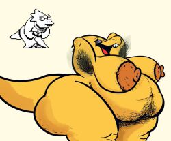 alphys overweight obese overweight_female obese_female hairy armpits arms_up armpit_hair raknytro_(artist) scalie slob