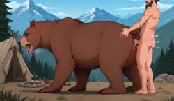 2026 ai_generated animal_genitalia animal_pussy anus ass balls bear beard bodily_fluids brown_bear brown_body brown_fur brown_hair camping campsite closed_eyes cum cum_drip cum_in_pussy cum_inside cum_on_ground cum_string director_name dominant dripping duo evergreen_tree facial_hair female female_feral feral feral_penetrated from_behind_position fur furry genital_fluids genitals hair hand_on_butt hi_res human human_on_feral human_penetrating human_penetrating_feral interspecies larger_female larger_penetrated looking_pleasured male male/female male_human male_human/female_feral male_on_feral mammal medieval motion_lines mountain nano_banana nude open_mouth outside penetration penile penile_penetration penis penis_in_pussy pine_tree plant plap pussy quadruped sex side_view size_difference small_dom_big_sub smaller_male standing submissive tagme terraraptor thrusting tongue tree ursid ursine vaginal_penetration vaginal_sex world_of_midria zoophilia