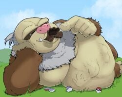 2026 5:4 almost_fully_inside anthro belly blue_sky bodily_fluids body_outline brown_body brown_eyes brown_fur cloud colored day duo feet fingernails fur generation_3_pokemon grass green_grass head_first hi_res larger_pred lying male male/male male_pred mammal membrane_(anatomy) multiple_prey musclegut muscular mustelid nails nintendo nude_male nude_pred on_side oral_vore otter outside pale_skin pandottermon plant pokeball pokemon pokemon_(species) saliva size_difference sky slaking standard_pokeball stomach_bulge teeth toes vore webbed_feet white_body white_fur willing_pred