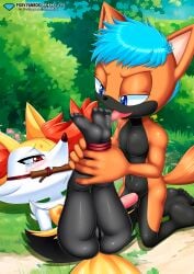 1boy 1girls anthro anus ass balls barefoot bbmbbf blush bondage braixen breasts crossover crying diamond_level drooling erection fangs feet female foot_fetish foot_lick furry gag gagged licking_paws male male/female mobian_(species) mobius_unleashed nintendo nipples nude original_character palcomix penis pietros_secret_club pokemon pokemon_(species) pokepornlive pussy rope rope_bondage sega sonic_(series) sonic_the_hedgehog_(series) tears tongue tongue_out