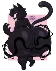 absurd_res anthro ass bubble_butt claws felid female genitals hi_res male_(lore) mammal norakaru sharp_teeth shortcake_(lewdpinkcat) solo symbiote teeth tentacle vulva
