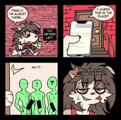 4chan 4chan_anon 4chan_thread ai_generated anon anthro aroused balls barefoot bedroom_eyes bite bottomwear canid canine canis cellphone censor_bar censored censored_genitalia censored_penis chibi claws clothed clothed_anthro clothed_female clothing collie comic dialogue dimmi_(dimwitdog) domestic_dog door electronics english_text faceless_character faceless_human faceless_male feet female finger_claws floppy_ears fur genitals green_body green_eyes green_skin group hair herding_dog hi_res human imminent_gangbang imminent_orgy imminent_sex long_hair male male/female mammal messy_hair narrowed_eyes nude_human nude_male opening_door pants pastoral_dog phone question_mark red_nose seductive sheepdog shirt steps tail tan_body tan_fur text text_on_clothing text_on_shirt text_on_topwear tongue tongue_bite topwear unknown_artist walking
