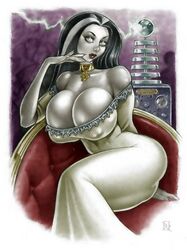 1girls 2006 areola bimbo black_hair breasts busty cleavage erect_nipples eyeliner eyeshadow goth grey_skin lily_munster makeup milf nipple_bulge nipples pale_skin red_lipstick rinaldi silver_hair skin_tight the_munsters two-tone_hair voluptuous white_hair