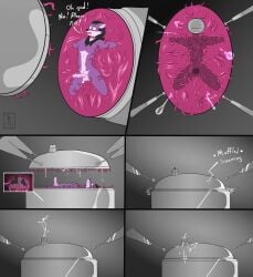 absurd_res anthro begging bodily_fluids canid canine claustrophilia cum cumshot dripping ejaculation feet forced forced_orgasm fur genital_fluids genitals hi_res machine_bondage machine_sex male mammal maned_wolf metal non_stop orgasm penis purple_body purple_fur screaming slime solo tentacle tickle_torture tickling tj-45 tojo trapped