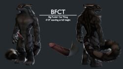 abs anthro bfct_(ruaidri) biceps character_name digital_media_(artwork) english_text erection feet felid fingers fur genitals looking_back male mammal model_sheet muscular muscular_anthro muscular_male nude pecs penis rear_view ruaidri simple_background solo standing stated_height stated_species tail text toes