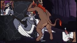 16:9 2018 4k absurd_res anal anal_sex animal_genitalia animal_penis anthro anthro_on_anthro anthro_penetrated anthro_penetrating anthro_penetrating_anthro ass avian balls beak bird black_body black_feathers blush bodily_fluids bovid bovine brown_body brown_fur brown_penis close-up cloven_hooves countershade_butt countershade_crotch countershade_torso countershading cum cum_from_ass cum_in_ass cum_in_mouth cum_inside cum_string cum_while_penetrated cumshot cutaway detailed_background ejaculation equine_genitalia equine_penis erection european_mythology feathers from_front_position fur genital_fluids genitals greek_mythology green_eyes grey_body grey_feathers group grox hair hi_res hooves horn humanoid_genitalia humanoid_penis hypnosis leaking_cum male male/male male_anthro male_penetrated male_penetrating male_penetrating_male mammal meldritchhorror mind_control minotaur mythology nude nude_anthro nude_male open_mouth orange_hair owl penetration penile penile_penetration penis penis_in_ass pink_penis red_hair sex sitting slightly_chubby slightly_chubby_anthro slightly_chubby_male standing tail tail_feathers teeth tongue trio white_body white_feathers widescreen