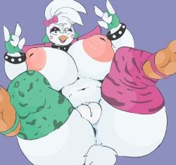 absurd_res anthro anus areola ass big_areola big_breasts big_butt big_nipples bracelet breasts clothing emobunny female five_nights_at_freddy's five_nights_at_freddy's:_security_breach footwear genitals glamrock_chica hi_res huge_areola huge_breasts huge_butt huge_hips huge_nipples huge_thighs jewelry nipples pubes scottgames socks solo spiked_bracelet spikes steel_wool_studios thick_thighs vulva white_body wide_hips