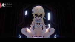 3d 3d_(artwork) 3d_animation akt animated assertive_female cowgirl_position dominant_female female_on_top female_penetrated genshin_impact lumine_(genshin_impact) pov pov_eye_contact riding riding_penis shushing sound squatting_cowgirl_position tagme video