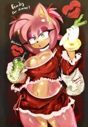 2d 2d_(artwork) 2d_artwork amy_rose bag belly big_ass big_boobies big_breasts big_butt big_thighs big_titties bracelets busty busty_female cleavage cleavage_overflow deladocha diadem drinking drinking_straw earrings eyelashes gloves green_eyes half-closed_eyes heart-shaped_kiss_mark hedgehog hedgehog_ears hedgehog_girl hedgehog_humanoid juicy_lips kiss_mark large_breasts miniskirt pink_eyeshadow pink_fur pink_hair pink_lipstick sega shiny_skin shirt sonic_(series) sonic_the_hedgehog_(series) tan_skin thick_ass thick_butt thick_hips thick_legs thick_lips thick_thighs tight_clothing wide_hips wide_thighs