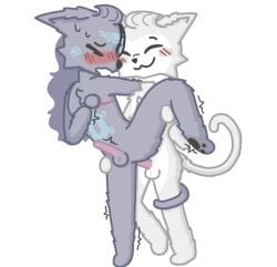 anal anal_sex anthro ass belly black_nose blush bodily_fluids closed_eyes countershade_face countershade_fur countershade_torso countershading d'arktanyan_(the_battle_cats) d'artanyan_(the_battle_cats) domestic_cat duo eye_patch eyewear felid feline felis fluffy from_behind_position front_view fur fur_markings genitals glowing glowing_markings grey_body grey_fur hair hand_on_chest hand_on_hip hand_on_leg happy happy_sex head_tuft hi_res long_hair looking_pleasured male male/male male_on_bottom male_on_top mammal markings mastectomy_scar moan nobuddy nude nude_male on_bottom on_one_leg on_top open_mouth pawpads paws penetration penile penile_penetration penis raised_leg scar sex short_hair smile spread_legs spreading standing standing_sex sweat tail tail_coil the_battle_cats trans_(lore) trans_man_(lore) tremble_spikes tuft white_belly white_body white_fur