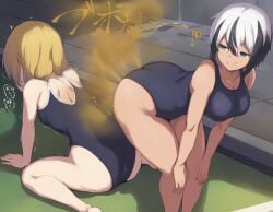 2d 2d_(artwork) 2girls ai ai_art ai_assisted ai_generated almost_naked anime_style ass ass_bigger_than_head ass_cleavage ass_crack ass_focus back_turned bending_down bending_over big_ass big_hips big_thighs bigger_female black_and_white_hair blonde_female blonde_hair blue_eyes boobs_and_butt_pose booty booty_focus breasts breasts_bigger_than_head breasts_squeezed_together brown_fart brown_gas bubble_ass bubble_butt butt_crack chubby chubby_ass chubby_belly chubby_female cleavage clothed clothed_female enjoying enjoying_farting fart fart_cloud fart_fetish fart_torture farting farting_on_another farts female female_focus female_victim femdom femsub gas gassy gassy_ass gassy_female hand_covering_mouth hands_on_knees hands_on_legs hands_on_thighs hips hips_wider_than_shoulders japanese japanese_clothes japanese_female japanese_swimsuit japanese_text larger_female light-skinned_female light_skin no_bra no_panties onomatopoeia pool quiver quivering raised_eyebrow sadism sadistic sadistic_girl school_girl school_swimsuit schoolgirl short_hair showing_ass showing_off showing_off_ass smell smelly smelly_ass smelly_farts smile smiling smug smug_face stink stink_fumes stink_lines stinky stinky_ass stinky_fart suffering suffocate suffocating suffocation sukumizu swimsuit swimsuit_only swimwear thick thick_ass thick_hips thick_thighs thighs thighs_bigger_than_head uraakadayooool