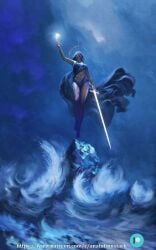 anato_finnstark artistic artistic_nude artistic_nudity beautiful beautiful_background curvy digital_media_(artwork) digital_painting_(artwork) female female_focus female_only legs mask masked masked_female no_visible_genitalia nonsexual nonsexual_nudity pale-skinned_female pale_skin realistic realistic_proportions realistic_textures solo solo_female solo_focus thighs toned veil