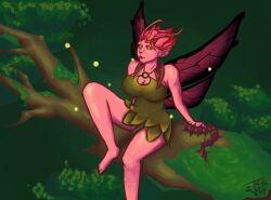 artist_name artist_signature bare_arms bare_legs bare_shoulders barefoot big_ass big_breasts big_thighs bright_aura dark_willow dota2 dota2fanart dota2girls dota2heroes dota_2 dotartsfw dotasluts elf_ears fairy fairy_wings female female_only forest forest_background green_clothing half-dressed half_naked_female half_nude jenram lightning_bug lower_body no_shoes no_sleeves not_ai_generated not_porn pink_body pink_hair pink_lips pink_nose pink_skin pink_wings sfw short_dress short_hair short_skirt sitting sitting_on_tree tree two_eyes wood yellow_eyes