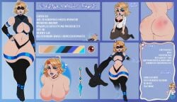 1girls ahoge ass big_ass big_breasts blonde-haired_female blonde_female blonde_hair blonde_hair_female blue_eyeshadow blue_lipstick breasts character_sheet cleavage comission curvaceous curvy curvy_body curvy_female curvy_figure domino_mask earring earrings elastic_arms elastic_body elasticity elastria_(tagara51) elbow_gloves english english_dialogue english_text female globes hourglass_figure hourglass_figured_female hyperiontrash information information_sheet invisibility invisible invisible_girl jewlery light-skinned_female light_skin lipstick mature mature_female mature_woman original_character secret_identity short_hair solo solo_female solo_focus spank_marks spanked stretchy stretchy_arms superhero superhero_costume superhero_mask superheroine superpowers thighhigh_boots thighhighs wide_hips