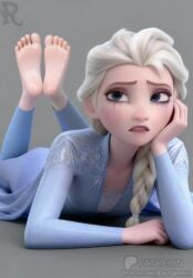 acurate_artstlye ai_generated barefoot blonde_female blonde_hair blue_eyes crying crying_with_eyes_open disney disney_princess elsa_(frozen) feet feet_focus feet_together feet_up foot_fetish footjob_tease forced_exposure frozen_(film) frozen_2 implied_footjob laying_down laying_on_stomach princess rogueserpent running_eyeliner running_eyeshadow running_makeup running_mascara runny_makeup runny_mascara sad soles toes