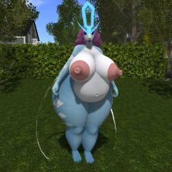 big_ass big_breasts breasts bubble_butt chubby ferialexonar huge_ass obese pokemon pokemon_(species) second_life suicune thick_thighs wide_hips