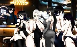 1boy 5girls akinama_family_(noir-black-shooter) ass big_breasts brother_and_sister dark_blue_hair dark_purple_hair dress gilf grandmother_and_granddaughter grandmother_and_grandson huge_breasts itsu_akinama_(noir-black-shooter) kaori_akinama_(noir-black-shooter) long_hair milf mother_and_daughter mother_and_son naoki_akinama_(noir-black-shooter) noir-black-shooter oc original original_character reina_akinama_(noir-black-shooter) silver_eyes silver_hair sisters takeshi_akinama_(noir-black-shooter)