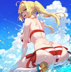 ai_generated beach big_ass big_breasts bikini dat_ass fate_(series) nero_claudius_(fate) pawg sayuai skimpy_bikini tagme wet wet_body