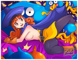 1girls 2016 alena_(dq4) ambiguous_penetration belt blush breasts brown_hair clothed_sex clothing covered_penetration dragon_quest dragon_quest_iv dress female gloves hat healslime implied_penetration implied_sex interspecies king_slime_(dragon_quest) leg_lift long_hair medium_breasts monster nipples open_mouth pantyhose penetration pussy sex sex_under_clothes sex_under_dress she-slime size_difference skajrzombie slime slime_(dragon_quest) slime_monster spread_legs tentacle tentacle_sex tentacle_under_dress tentacles_under_clothes torn_clothes vaginal_penetration