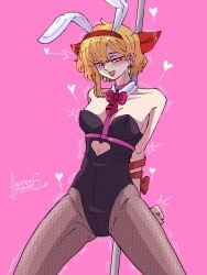 bunnysuit fishnets hololive hololive_indonesia hololive_indonesia_holoh3ro jasper_xandros kaela_kovalskia looking_at_viewer rabbit_hole_(vocaloid) virtual_youtuber watermark