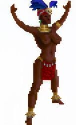 animated big_breasts breasts dark_skin headwear low_res master_of_magic no_bra official_art official_style partially_clothed sharee_(master_of_magic) tagme video