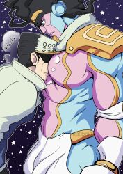 diamond_is_unbreakable dilf gay head_on_chest jojo's_bizarre_adventure jotaro_kujo koudokukutentacle male male/male male_only muscular_male pecs stand_(jjba) standcest star_platinum yaoi