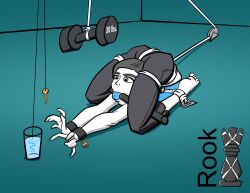 1girls ball_gag bondage captured cuffs female female_only gag gagged rook-07 rope solo streched tied trapped wii_fit_trainer