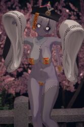 anime_style chinese_clothes covered_pussy japanese jiangshi jiangshi_costume pasties talisman vrchat vrchat_avatar